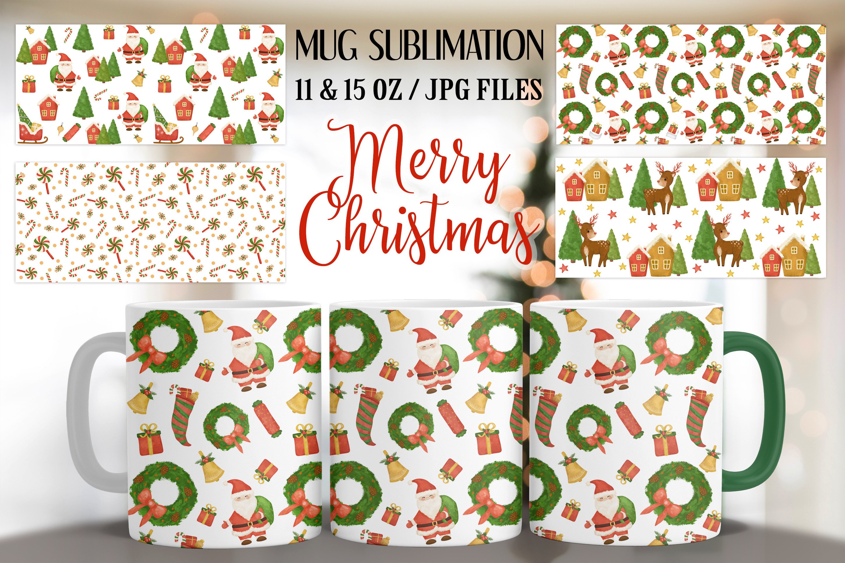 Christmas Sublimation Mug Wrap Bundle Graphic by Nastya Moon Designs ...