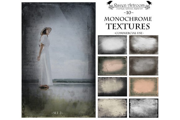 Monochrome Textures, Photoshop Overlays