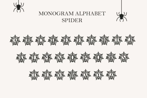 Monogram Alphabet Spider Font PNG with transparent background - Preview 1