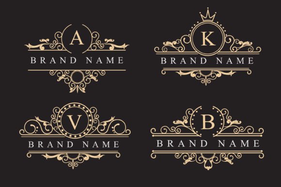 Set Elegant Floral Initials Logo