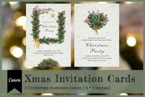 Xmas Invitation Cards Canva Template