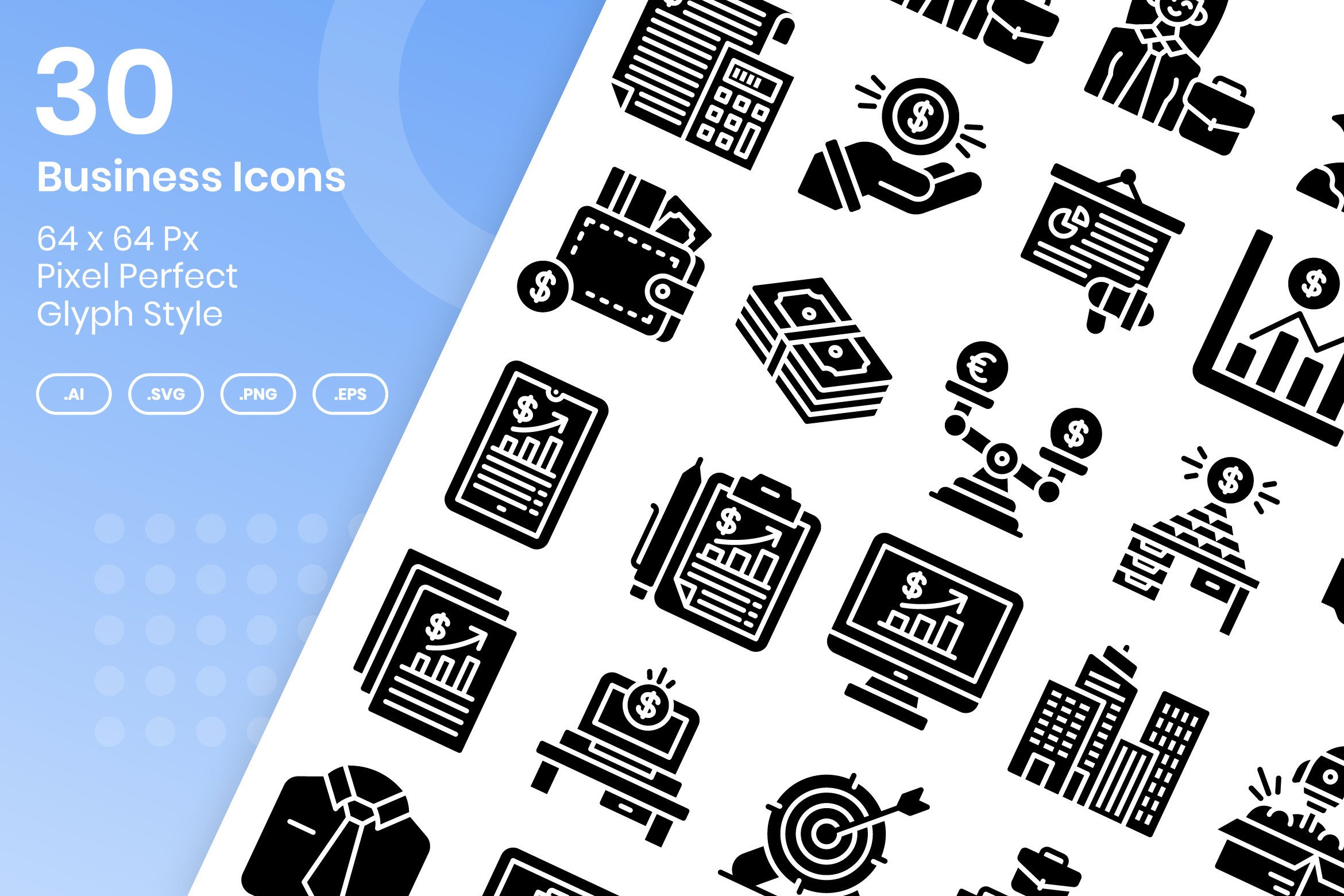 30 Business Icons Set – Glyph Graphic by kmgdesignid · Creative Fabrica