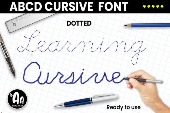 Abcd Cursive Dotted Script & Handwritten Font By AntarArt