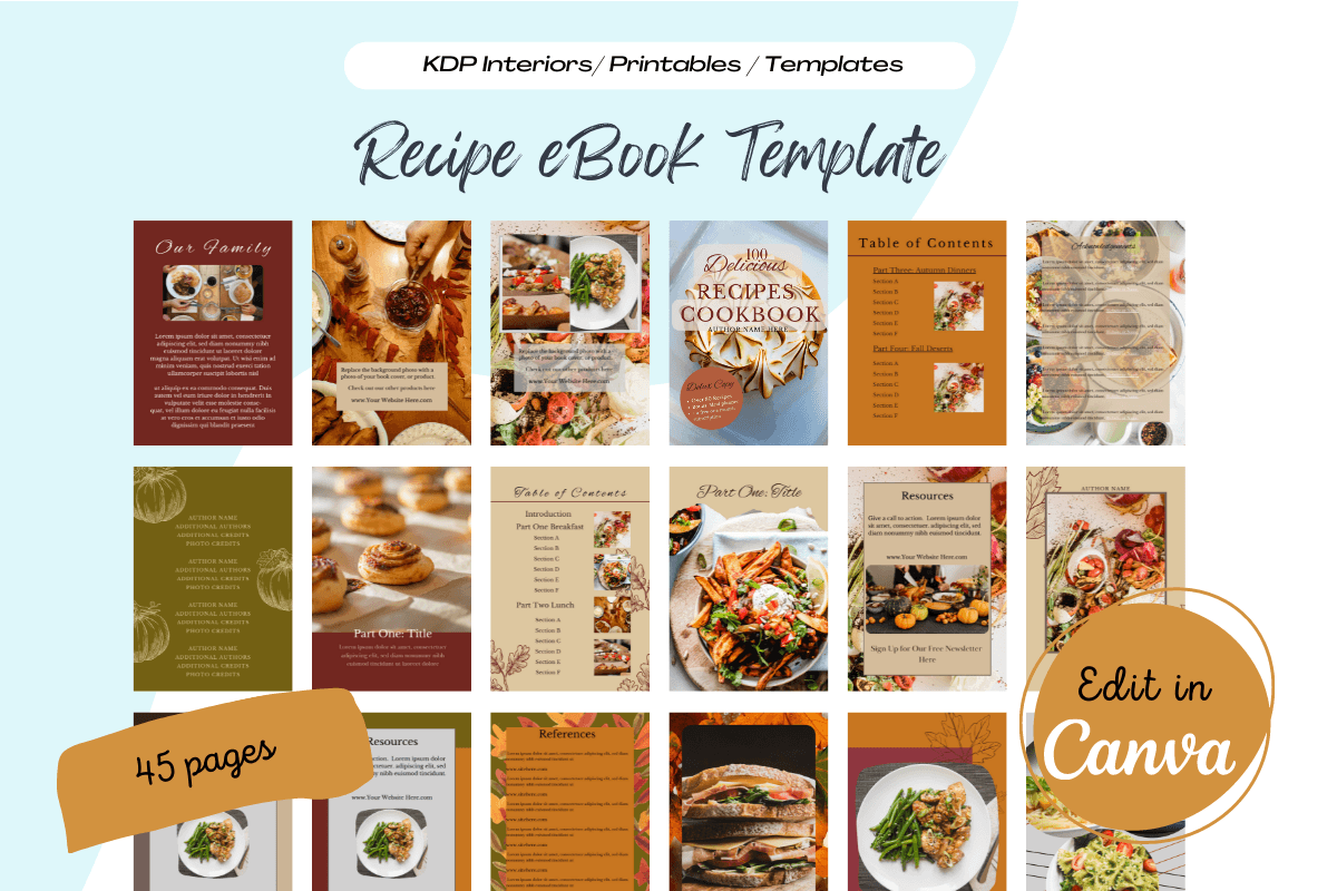 Autumn/Fall Recipe EBook Template Graphic by blue creations · Creative ...