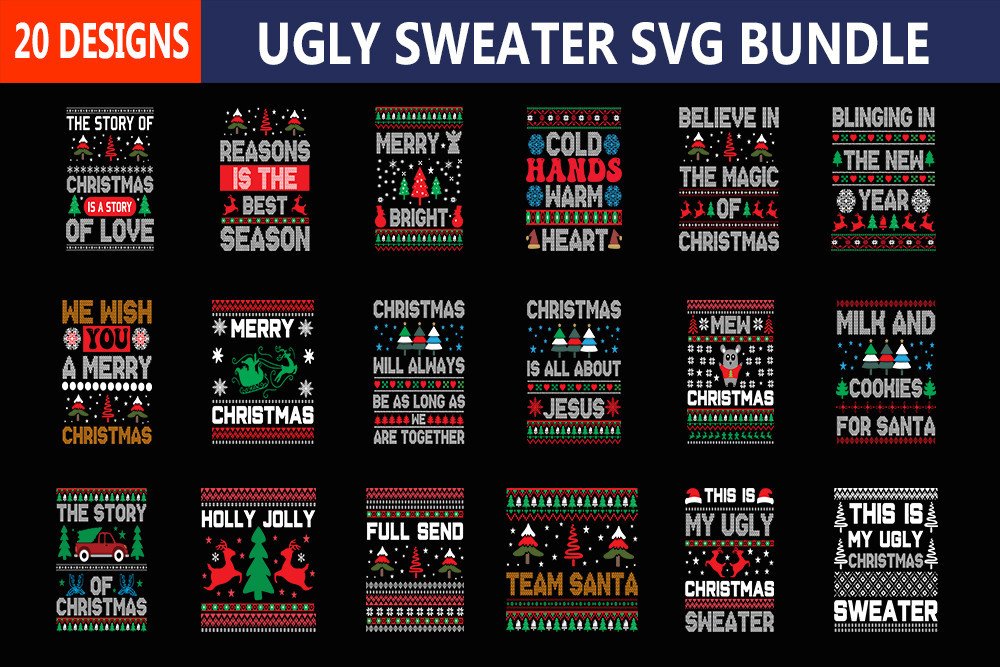 Ugly Sweater Christmas Svg Bundle, Graphic by SVG Zone · Creative Fabrica