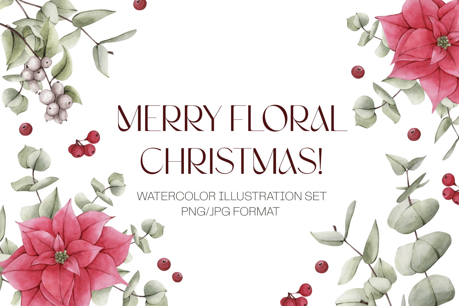 Watercolor Christmas Flowers Cliparts - photo 1