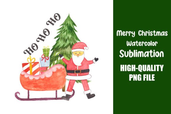 Preview of Watercolor Christmas Sublimation PNG T-shirt, sticker, and sublimation design
