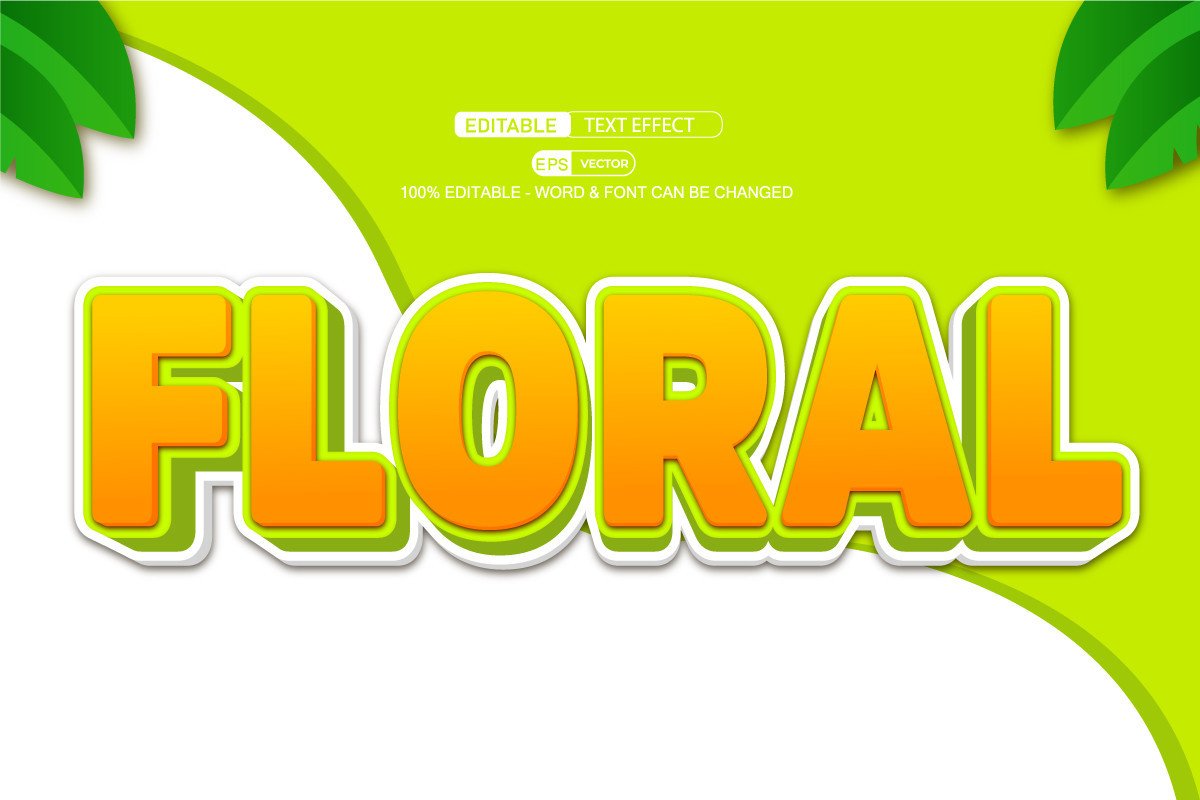 Floral Editable Text Effect Vector 3d St Graphic by TrueVector ...