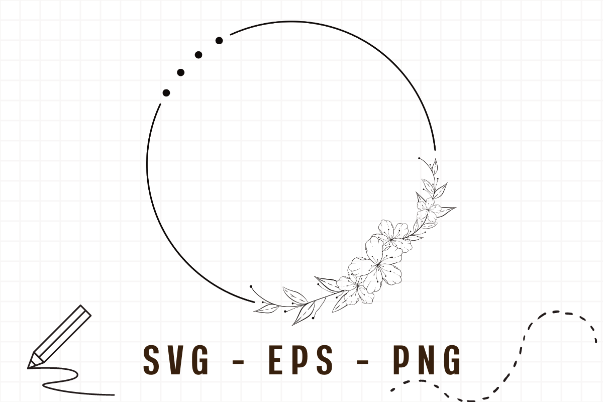 Flower Wreath Line Art Graphic by sasikharn · Creative Fabrica