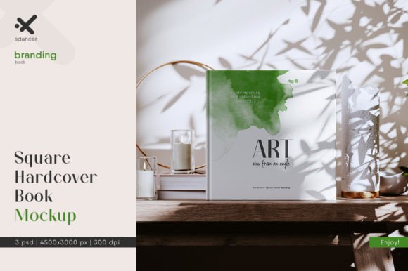 Square Hardcover Book Mockup Graphic by x-and-r · Creative Fabrica