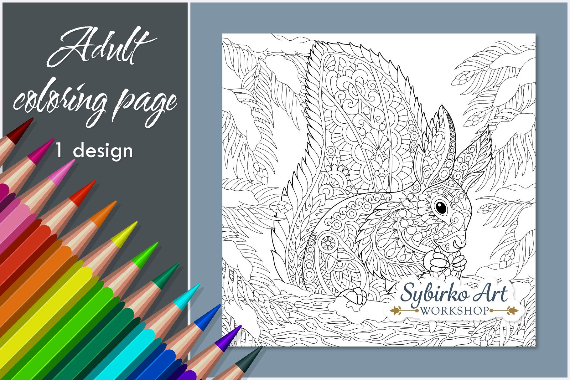 Winter Forest Squirrel Coloring Page