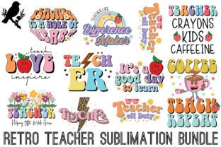 Retro Teacher Sublimation Bundle Graphic by AspireFhd · Creative Fabrica