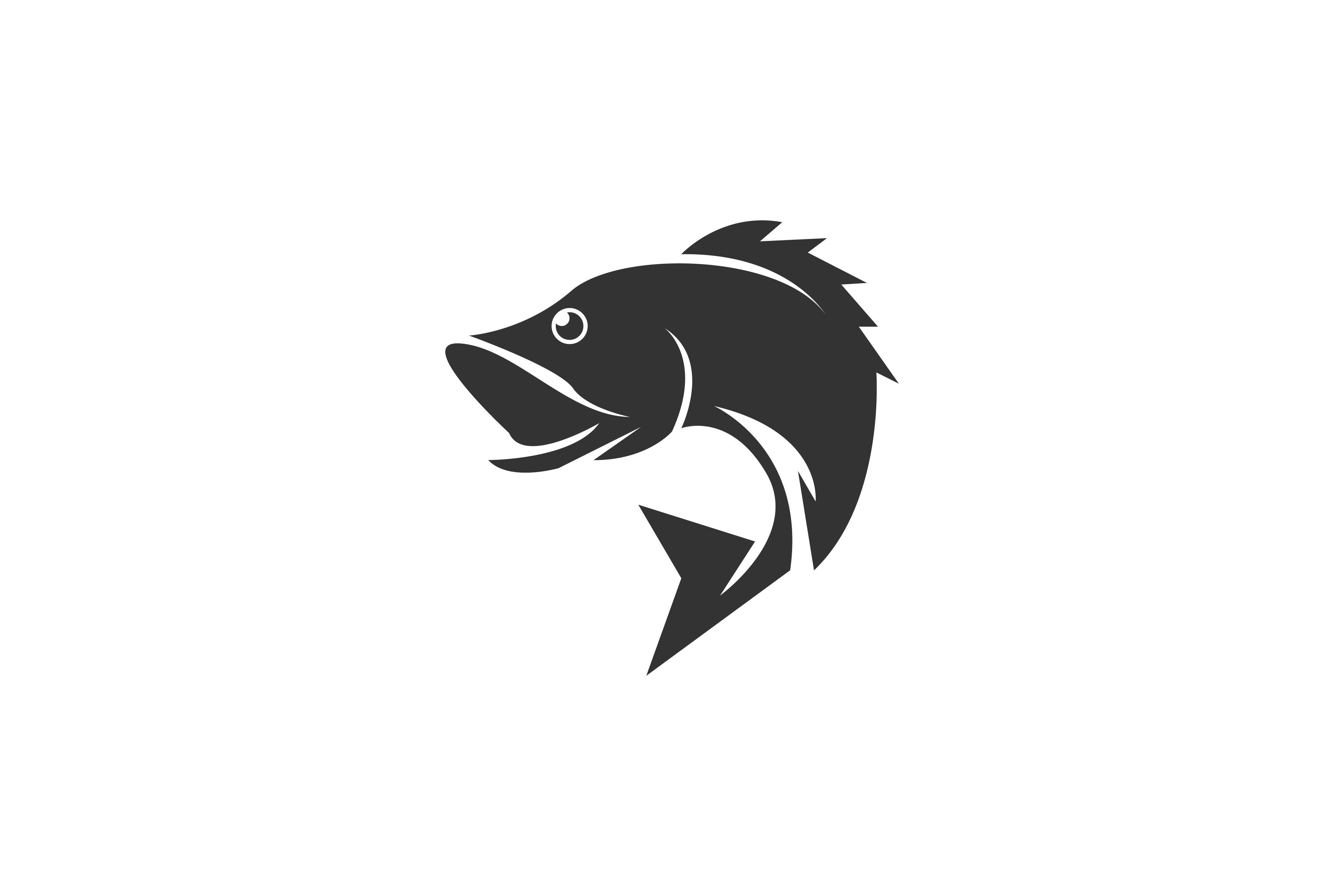 Black Fishing Silhouette Logo Template