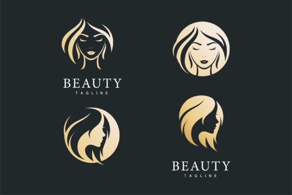 Elegant Woman Logo with Gold Gradient