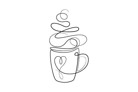 Coffee Cup Line Art Coffee File creazione per il taglio Di Creative Fabrica Crafts