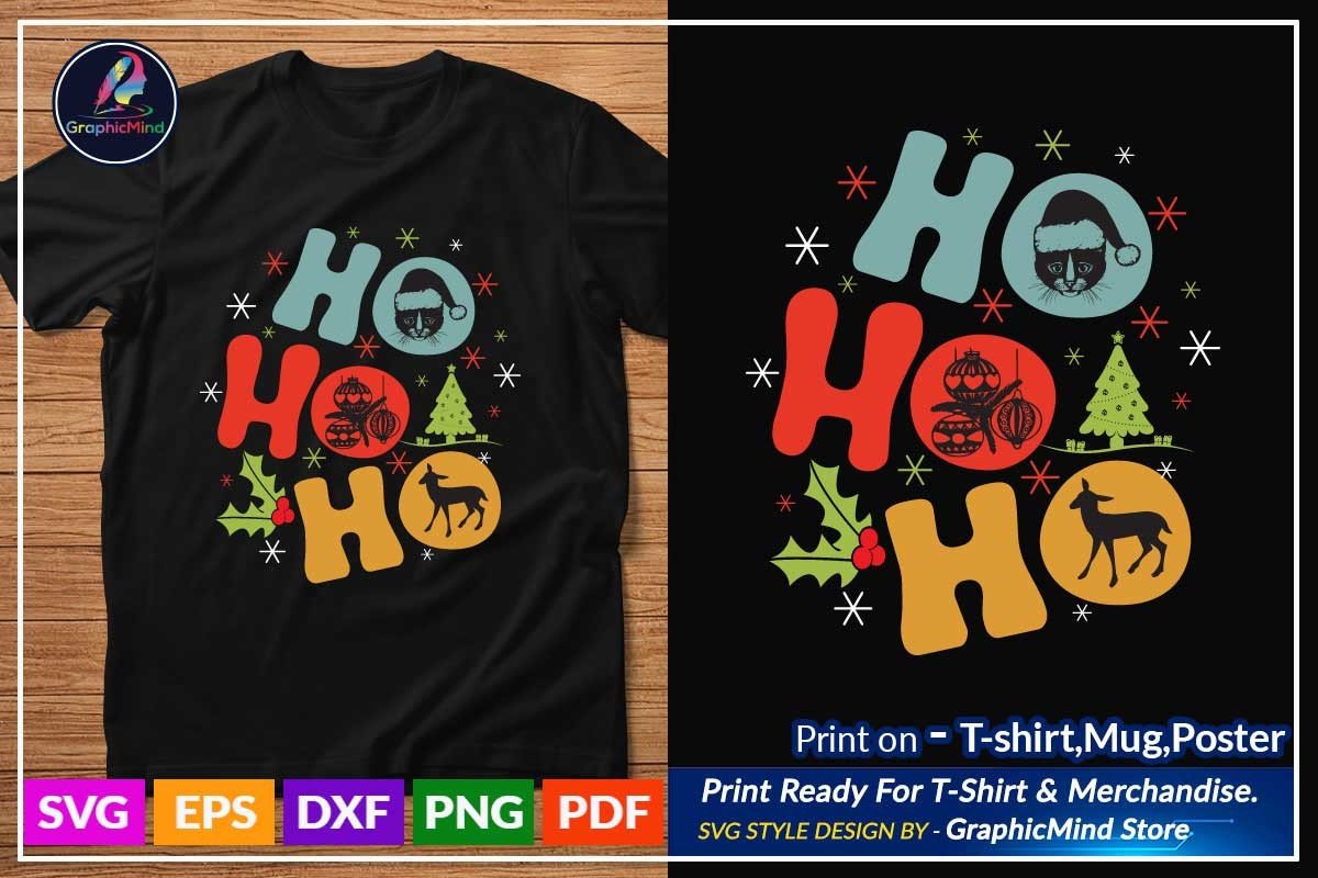 Ho Ho Ho Retro Groovy Christmas Graphic by GraphicMind · Creative Fabrica