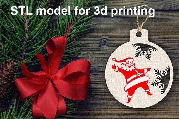 Santa 3D printed Christmas tree ornament STL