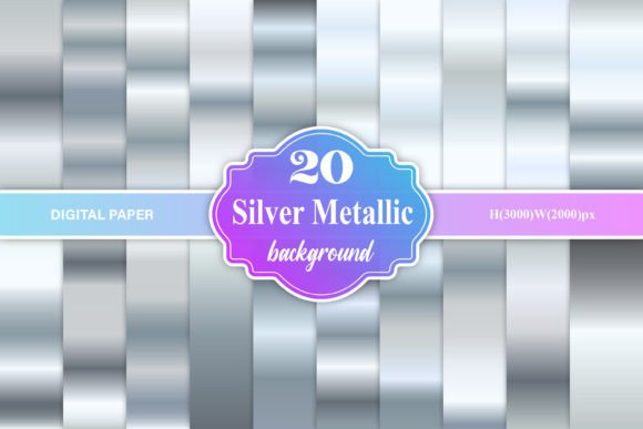 Silver Metallic Shiny Digital Paper