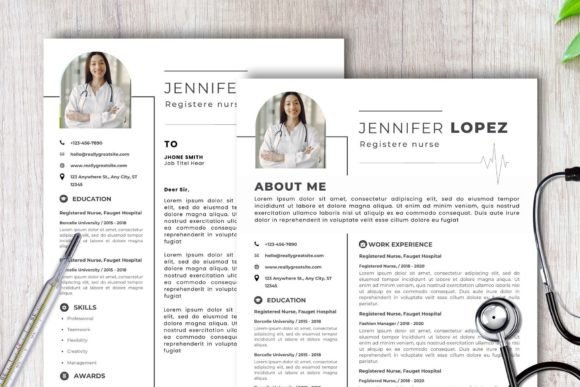 Editable nurse resume template for Canva