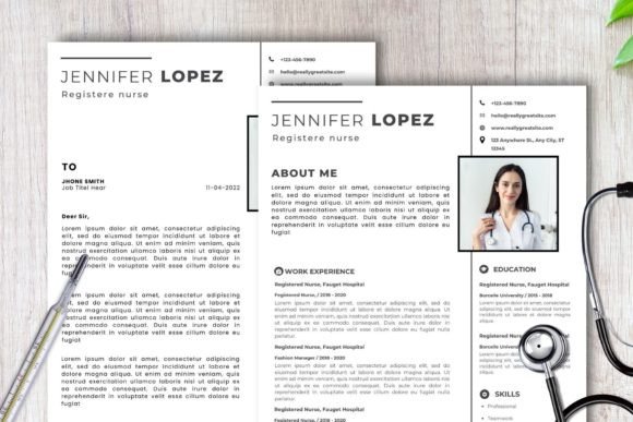 Registered nurse resume CV template editable in Canva