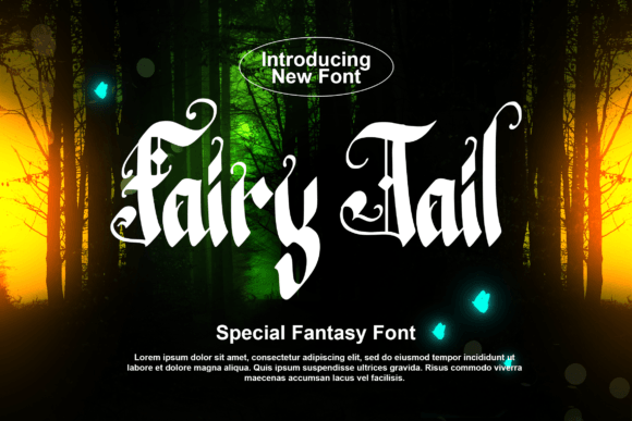 Preview specimen of Fairy Tail blackletter font