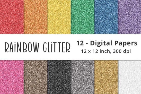 Rainbow Glitter Digital Paper Graphic Backgrounds By Lemon Paper Lab