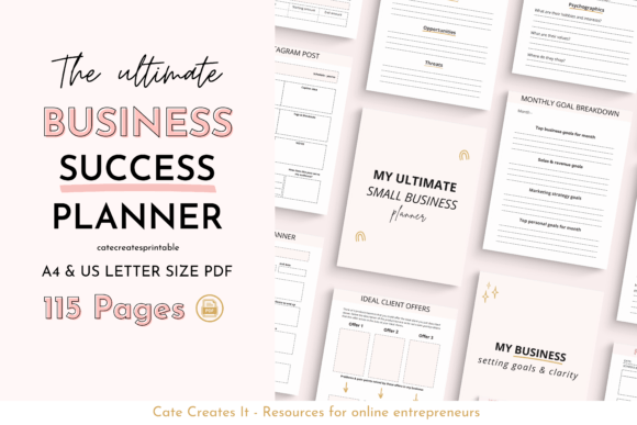 Printable Small Business Planner Gráfico Plantillas de Impresión Por catecreates1