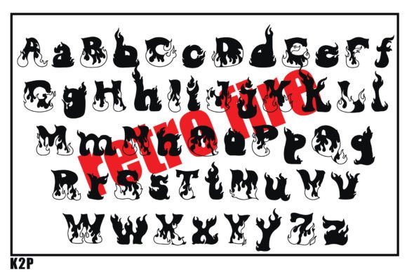 Retro Fire Font PNG with transparent background - Preview 1