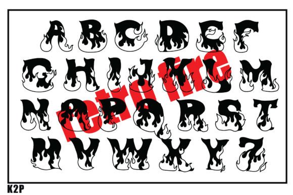 Retro Fire Font PNG with transparent background - Preview 2