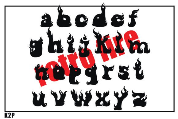 Retro Fire Font PNG with transparent background - Preview 3