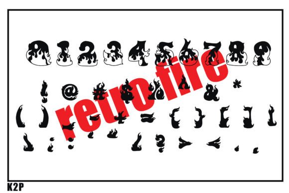 Retro Fire Font PNG with transparent background - Preview 4