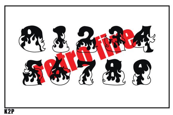 Retro Fire Font PNG with transparent background - Preview 5