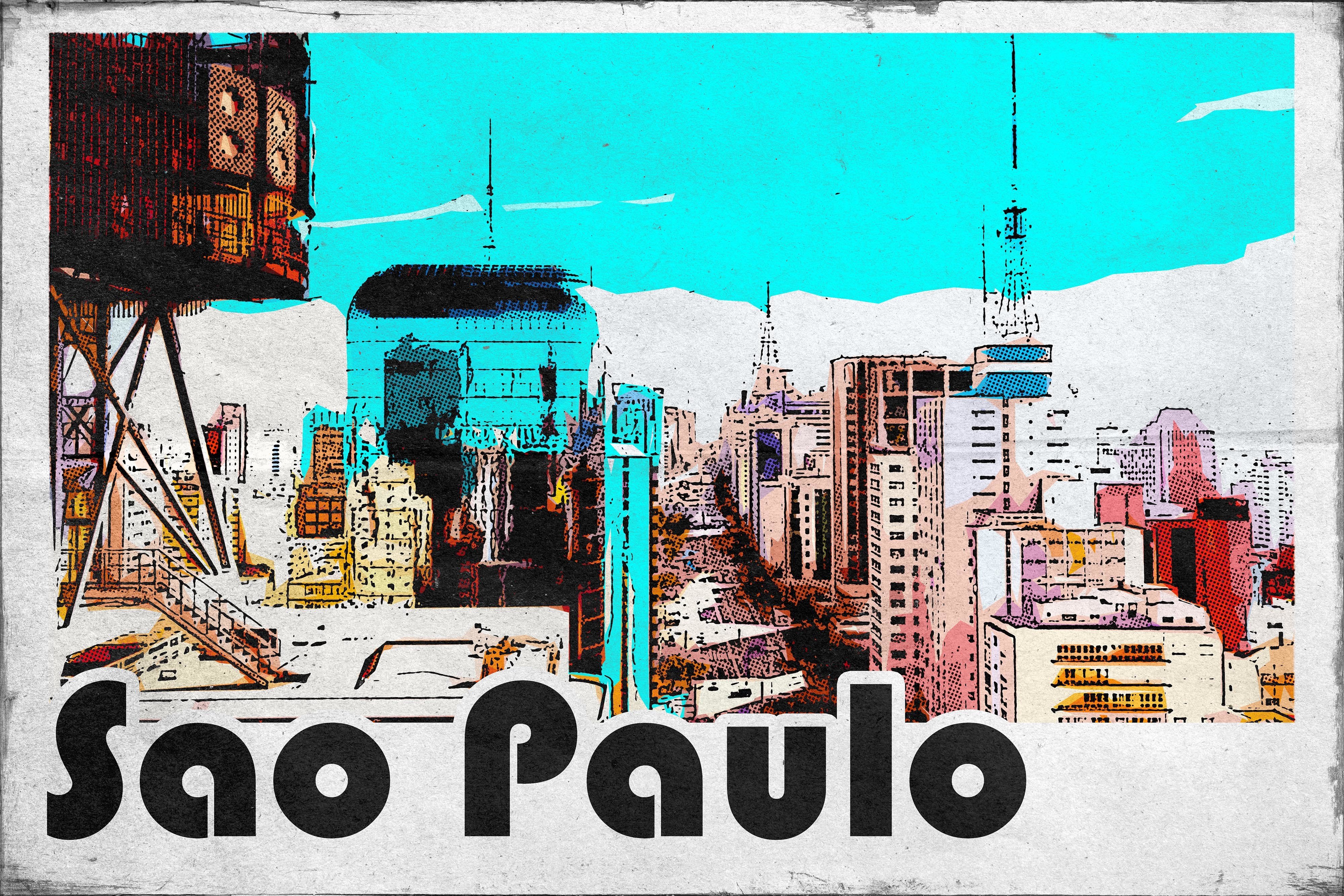 Sao Paulo South America Postcard Graphic by Poster Boutique 