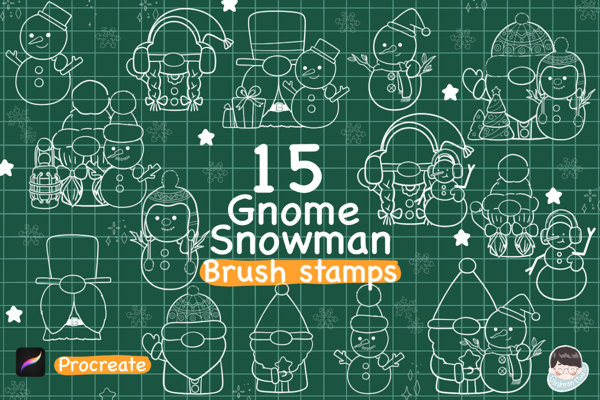15 Christmas Procreate Stamps Graphic by Ginkean · Creative Fabrica