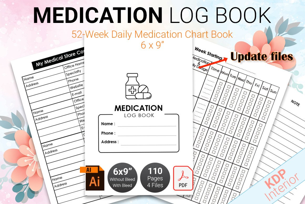 Medication Log Book or Checklist for KDP Graphic by Creative Graphica ...