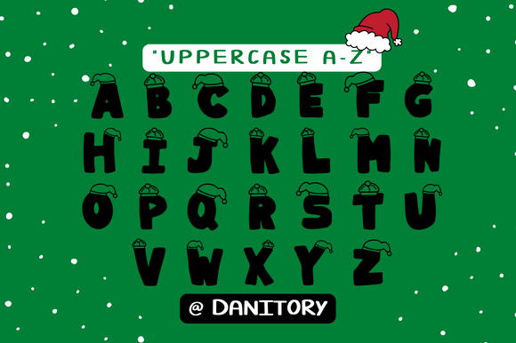 Santa Hat Letters Font PNG with transparent background - Preview 1