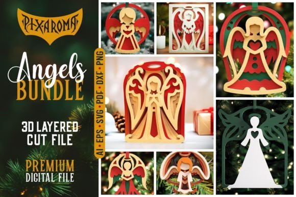 Angels Bundle 3D Layered SVG Cut Files
