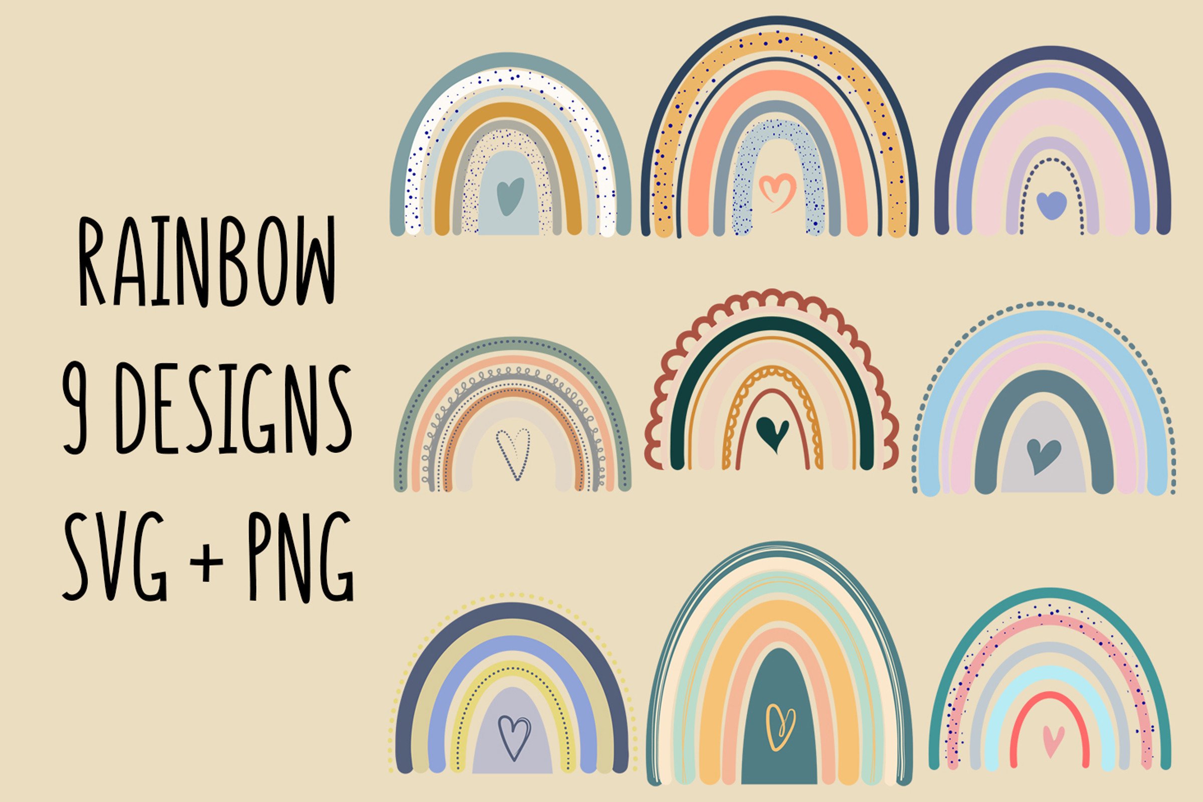 Boho Rainbow Svg Bundle Graphic by svgxoxo · Creative Fabrica