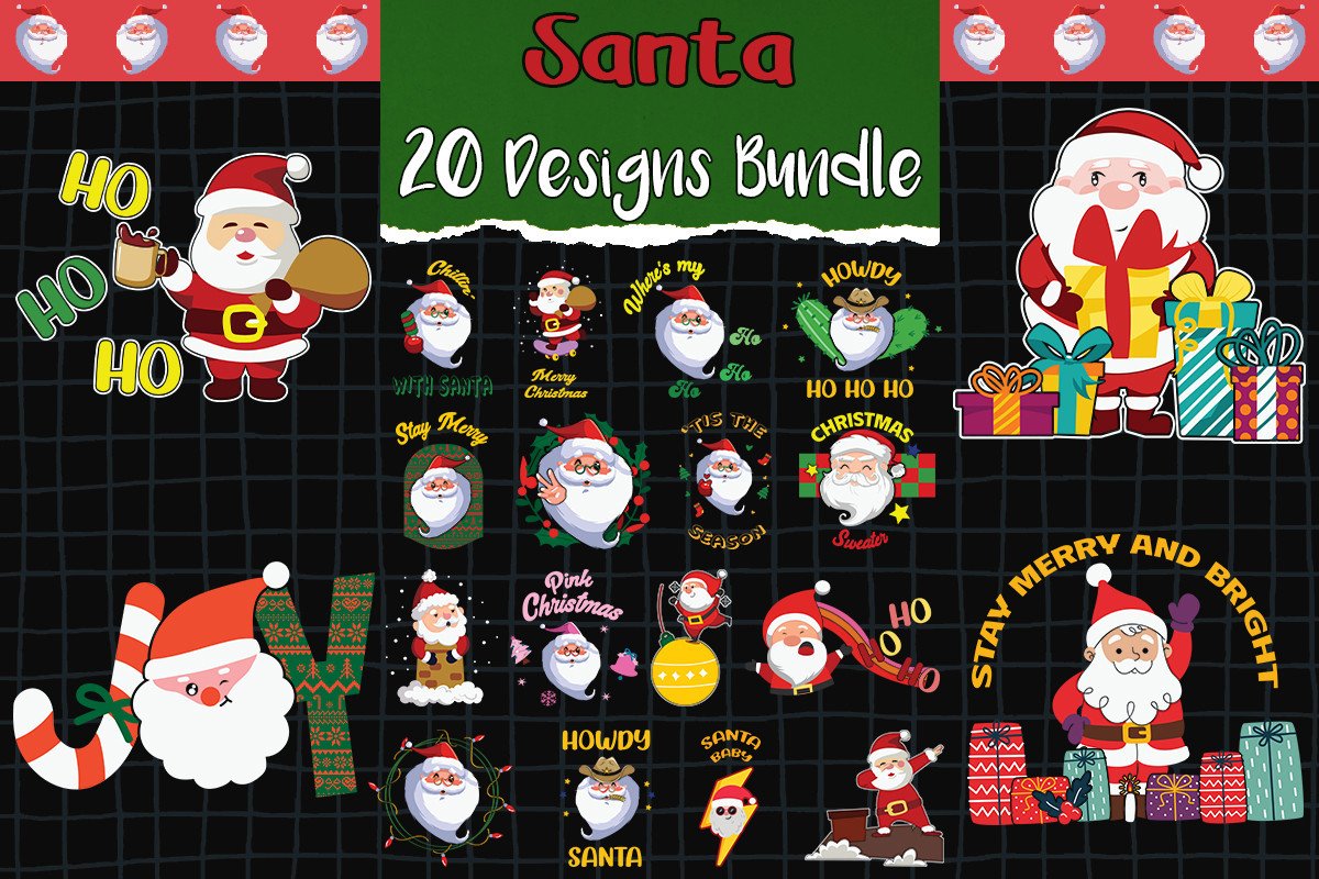 Santa Bundle SVG 20 Designs Graphic by Graphistic · Creative Fabrica