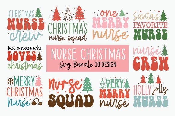 Nurse Christmas SVG Bundle Graphic by Bee.design · Creative Fabrica