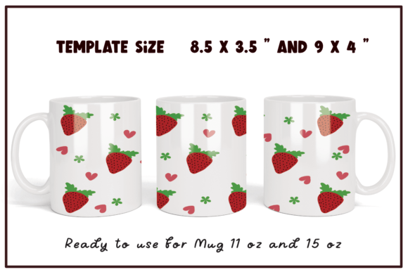 Strawberry Heart Valentine Coffee Mug Graphics