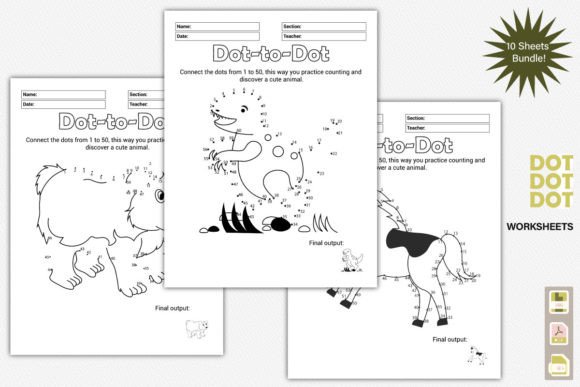 10 Connecting Dots Worksheets Graphic PreK By Illustration New Jersey