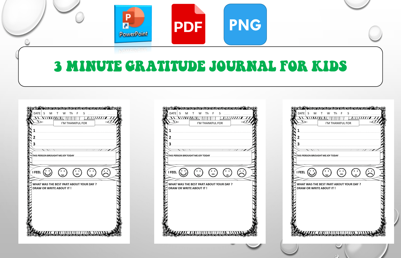 3 Minute Gratitude Journal for Kids Graphic by AME⭐⭐⭐ · Creative Fabrica