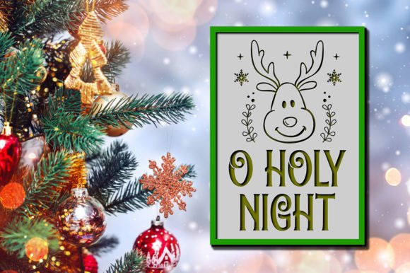 O Holly Night Card SVG Santa Christmas 3D SVG Craft By Atelier Design