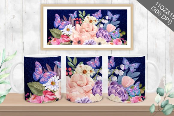 Watercolor Floral Mug Sublimation Graphics