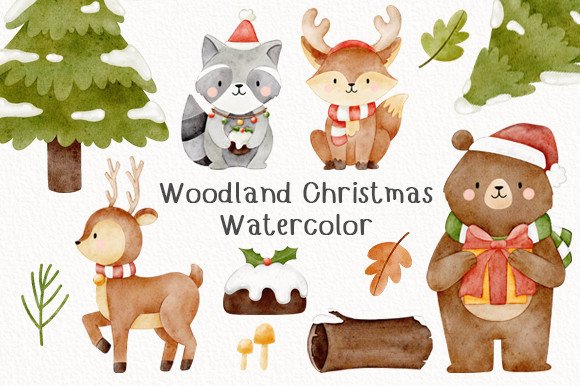 Woodland Christmas Clipart - photo 1