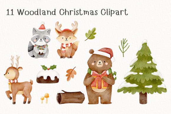 Woodland Christmas Clipart - photo 3