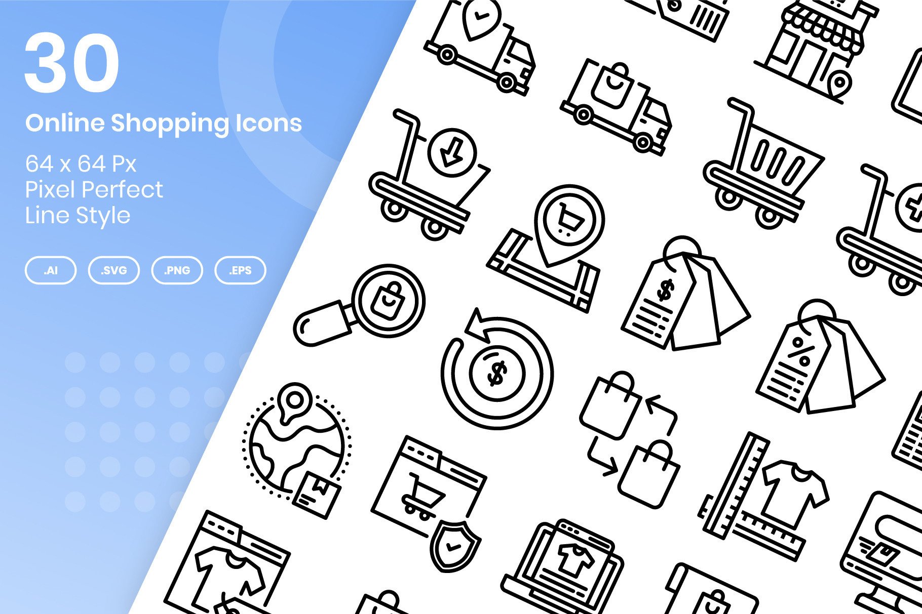 30 Online Shopping Icons Set – Line Graphic by kmgdesignid · Creative ...