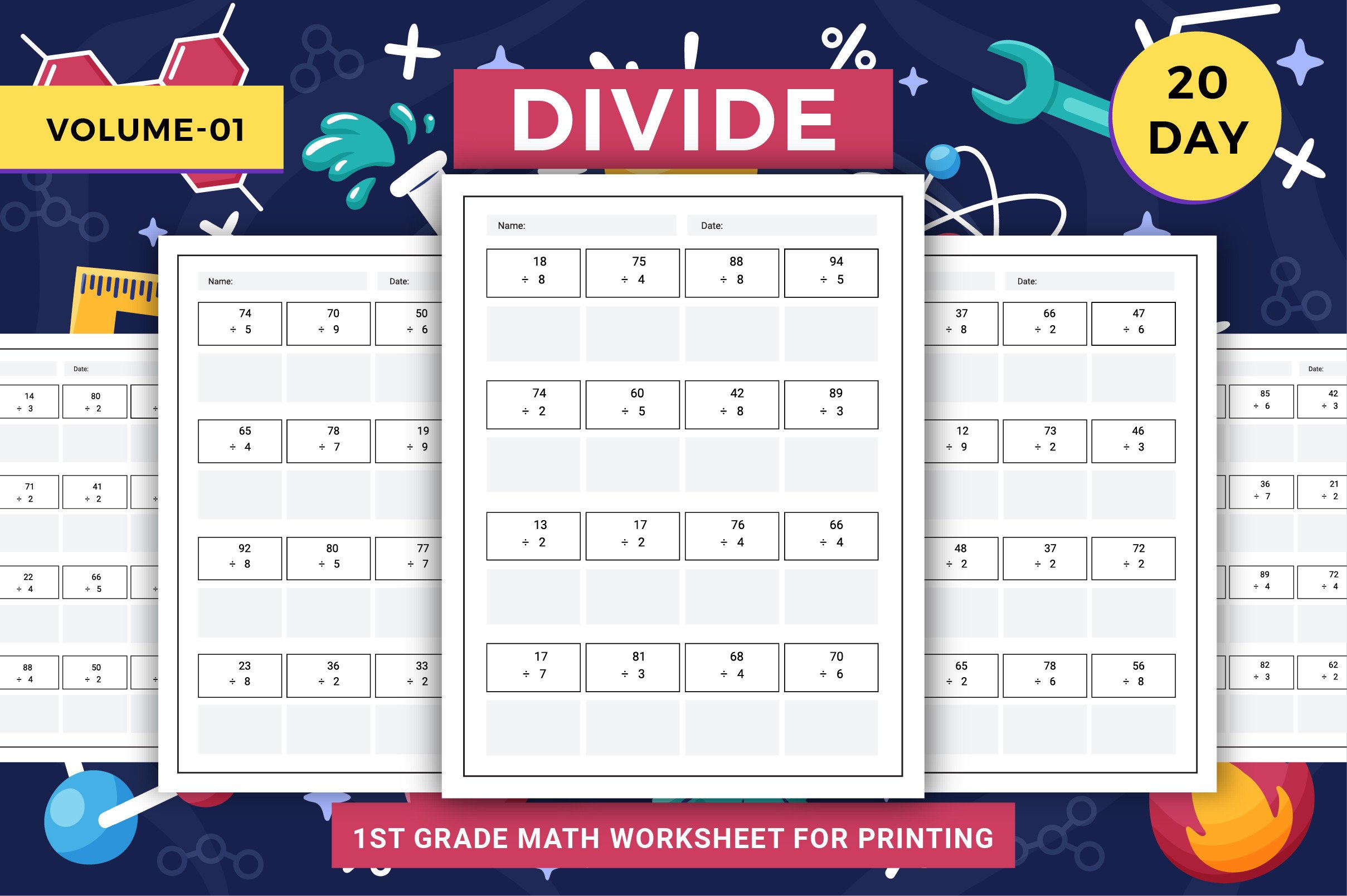 Divide Math Worksheets for KIDS Graphic by mirazooze · Creative Fabrica