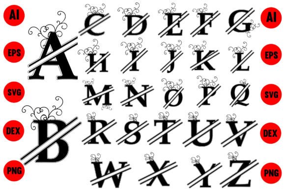 Split Monogram Svg Alphabet Letter Az Graphics